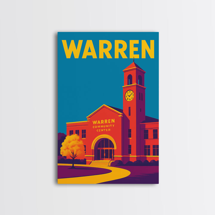 Warren Michigan Travel Poster, Canvas Print, High Contrast City Poster, Warren City Art, City Art Print, Wall Art, City Travel Prints