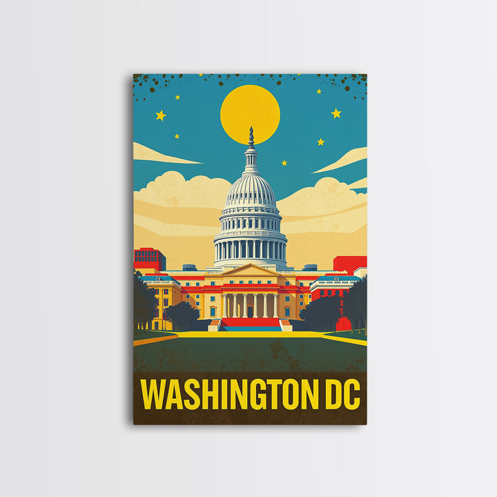 Washignton Travel Poster, Framed Canvas Print, Colorful Graphic Wall Art, Washignton Wall Art, Travel Wall Decor, City Travel Prints