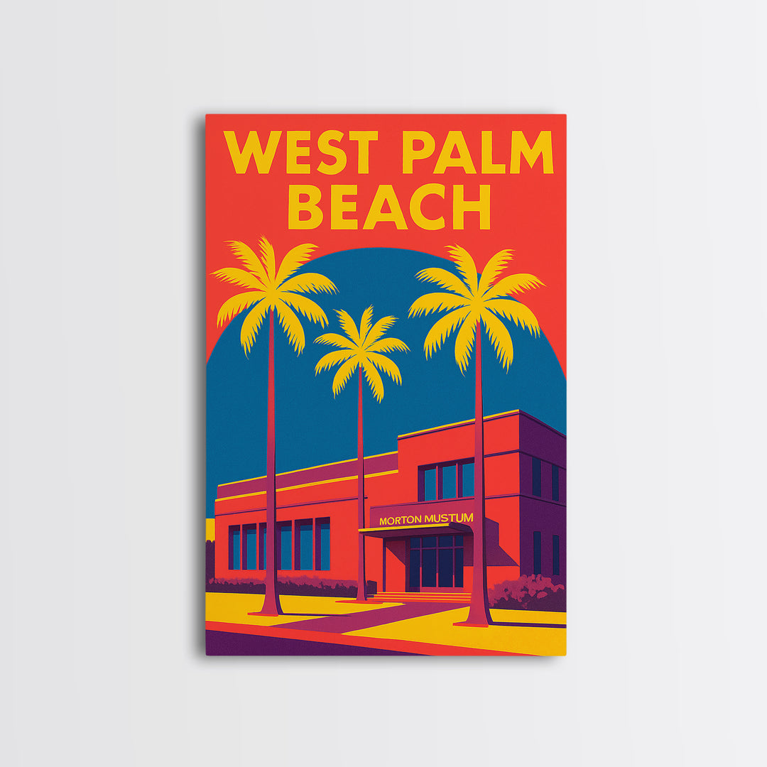 West Palm Beach Florida Travel Poster, Canvas Print, Vibrant Retro Travel Art, West Palm Beach Travel Art, Vintage City Art