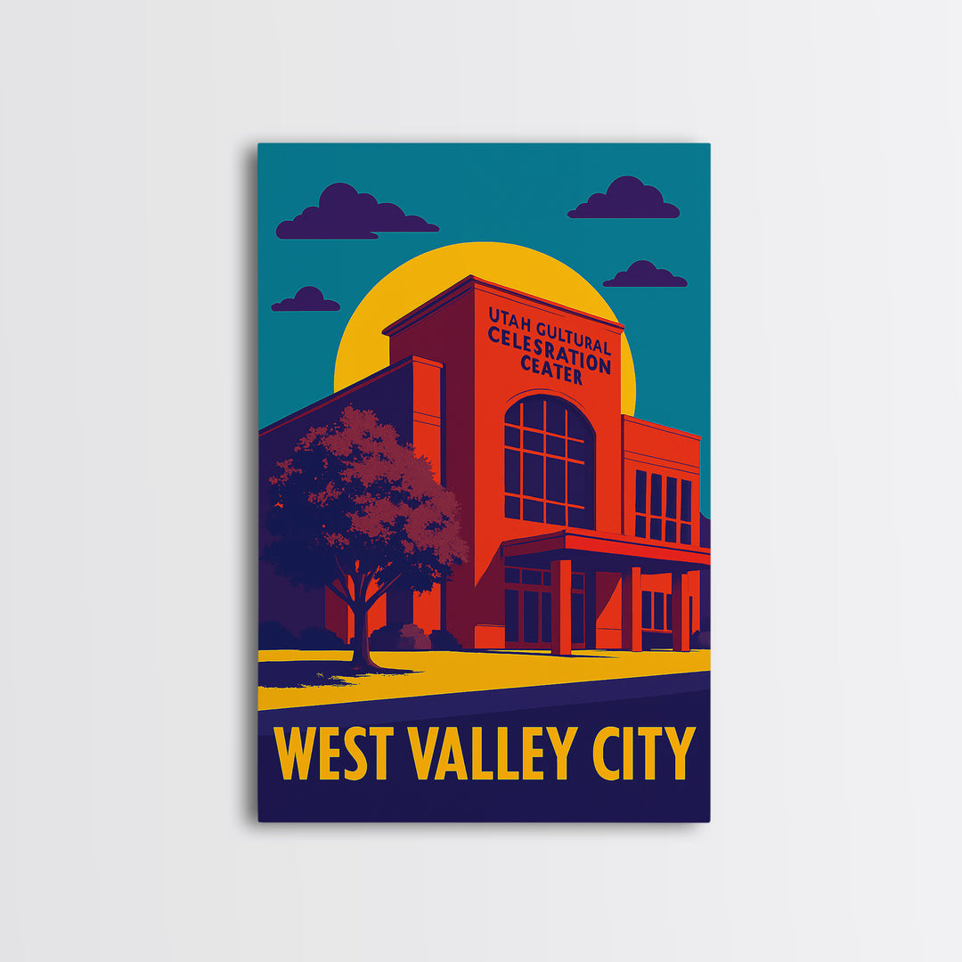 West Valley City Utah Travel Poster, Canvas Print, Colorful Graphic Wall Art, West Valley City Art Print, Travel Wall Art, Travel Art