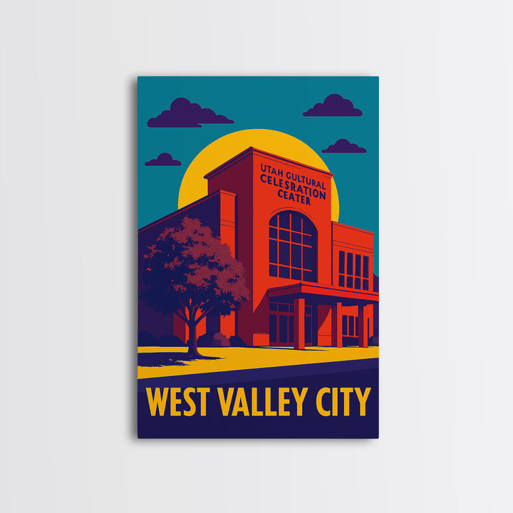 West Valley City Utah Travel Poster, Canvas Print, Colorful Graphic Wall Art, West Valley City Art Print, Travel Wall Art, Travel Art