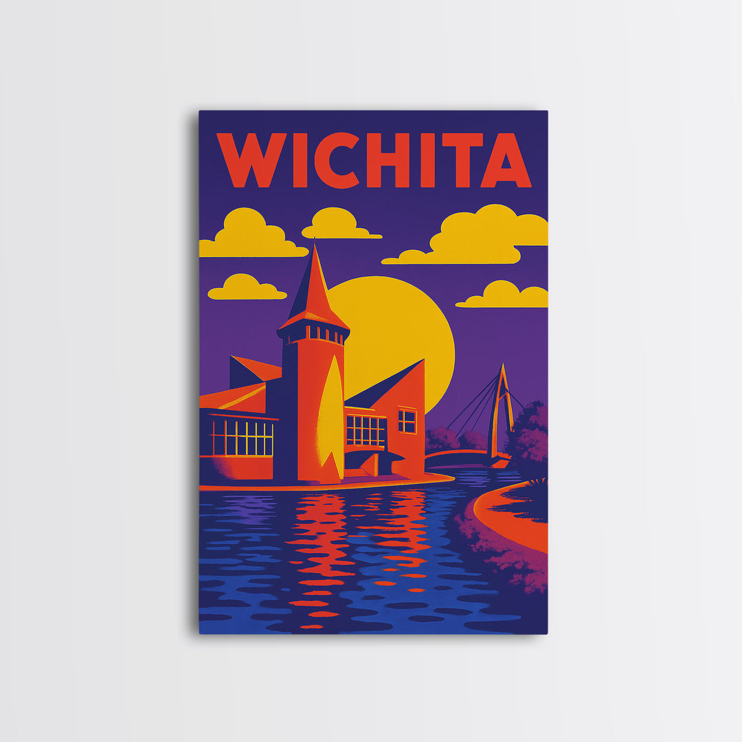 Wichita Travel Poster, Canvas Print, High Contrast City Poster, Wichita City Art, Vintage Travel Art, Travel Wall Art, Fine Art Print