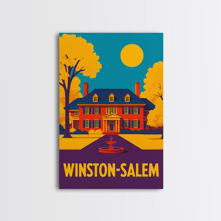 Winston Salem Travel Poster, Canvas Print, Colorful Graphic Wall Art, Winston Salem Travel Art, Travel Poster Set, Modern Wall Decor