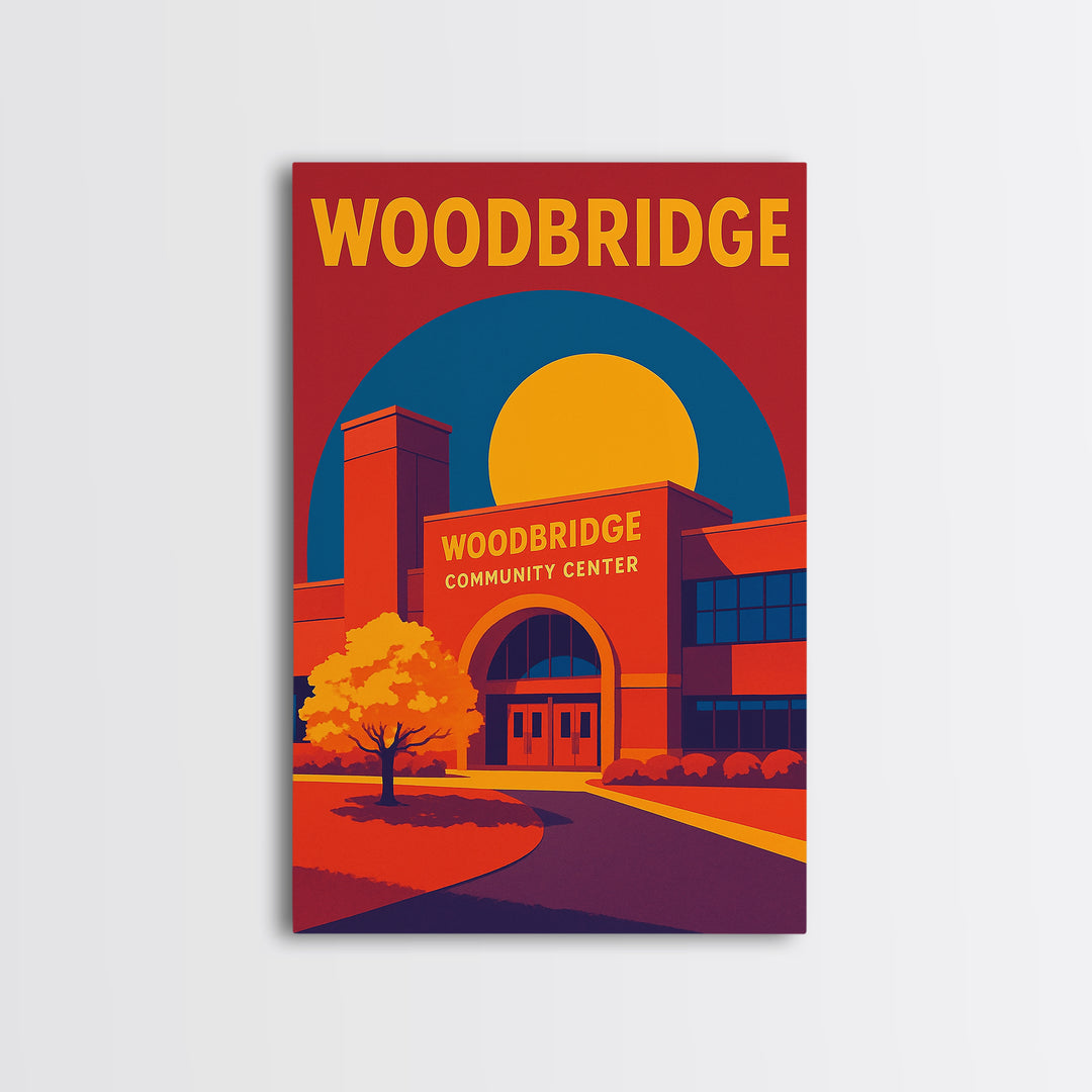 Woodbridge Virginia Travel Poster, Canvas Print, High Contrast City Poster, Woodbridge Art Print, City Illustration, Mid Century Wall Art