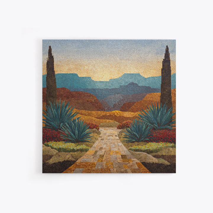 Desert Patio Agave and Bougainvillea Canvas Print, Patio Art, Yard Decor, Patio Decor, Fine Art, Outdoor, Luxury Decor, PAT-1x1-17