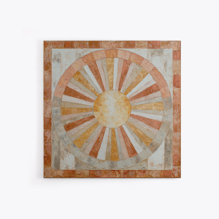 Sun Motif with Warm Terracotta Rays Canvas Print, Patio Art, Bar Art, Patio Decor, Outdoor, Outdoor Art, Gallery Decor, PAT-1x1-18