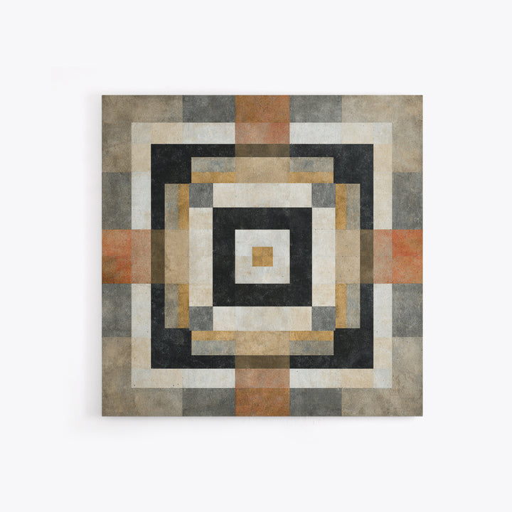 Warm Geometric Tile Pattern Framed Canvas Print, Patio Art, Wall Decor, Patio Decor, Fine Art, Outdoor, Coastal Decor, PAT-1x1-48
