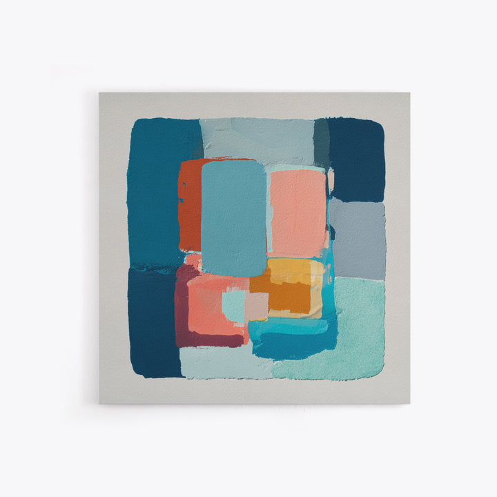 Bright Coral and Turquoise Abstract for Outdoors Canvas Print, Patio Art, Beach House Decor, Patio Decor, Abstract Art, Outdoor, PAT-1x1-60