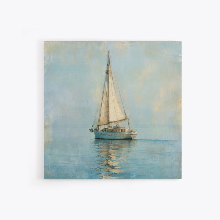 Sailboat on a Breezy Summer Horizon Framed Canvas Print, Patio Art, Patio, Patio Decor, Oil Painting, Outdoor, Minimalist Decor, PAT-1x1-63