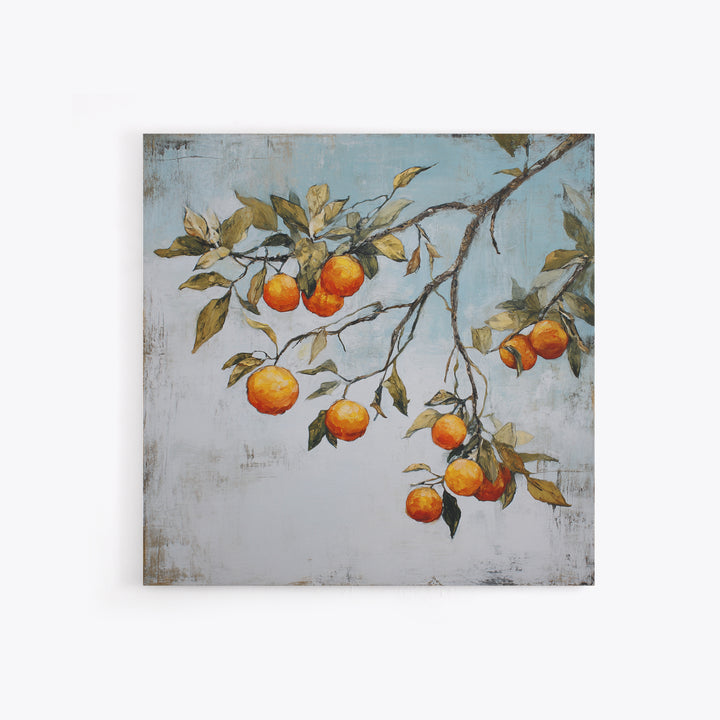 Orange Tree Branch Framed Canvas Print, Patio Art, Lake House Decor, Patio Decor, Oil Painting, Outdoor, Boho Decor, PAT-1x1-70