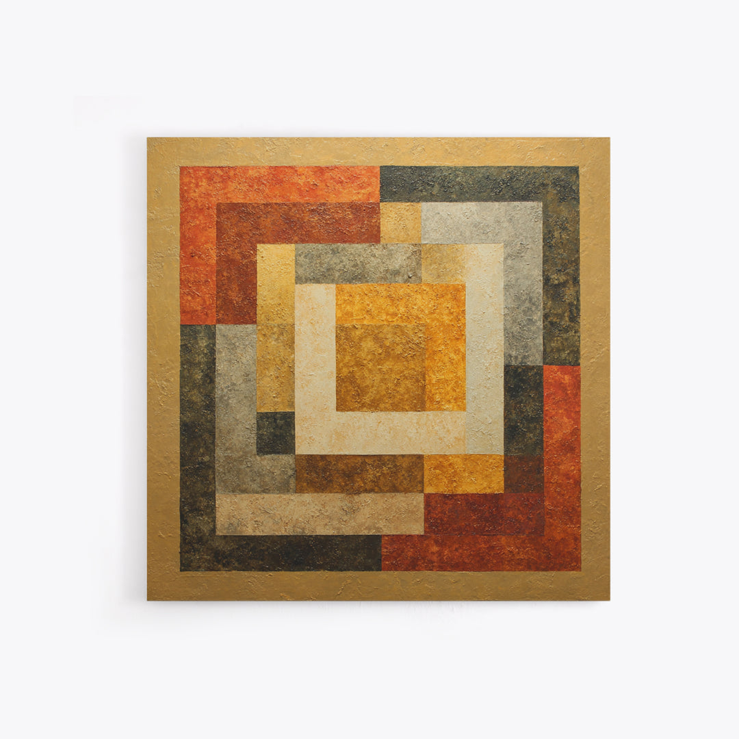 Warm Geometric Tile Pattern Framed Canvas Print, Patio Art, Outdoor Decor, Patio Decor, Abstract Art, Outdoor, Bar Art, PAT-1x1-96