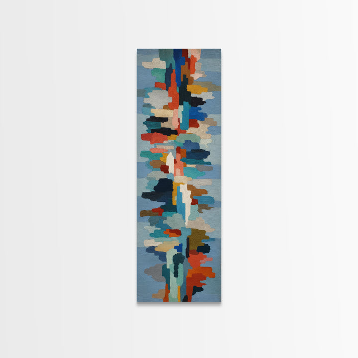Bright Coral and Turquoise Abstract for Outdoors Canvas Print, Patio Art, Wall Art, Patio Decor, Abstract Art, Outdoor, PAT-1x3-48