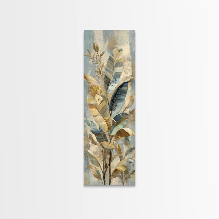 Banana Leaves with Rain Drop Details Framed Canvas Print, Patio Art, Home Decor, Patio Decor, Outdoor, Floral Wall Art, PAT-1x3-52