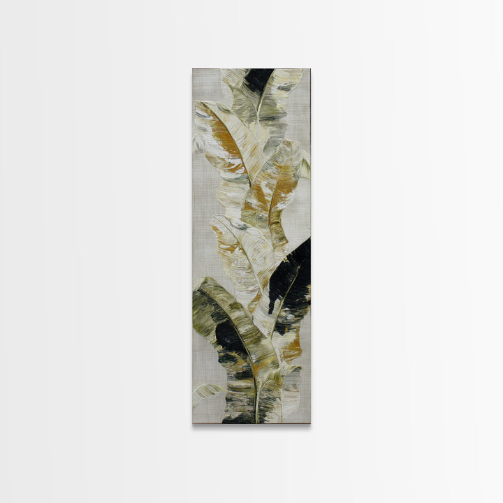 Banana Leaves with Rain Drop Details Framed Canvas Print, Patio Art, Outdoor Wall Decor, Patio Decor, Oil Painting, Outdoor, PAT-1x3-76