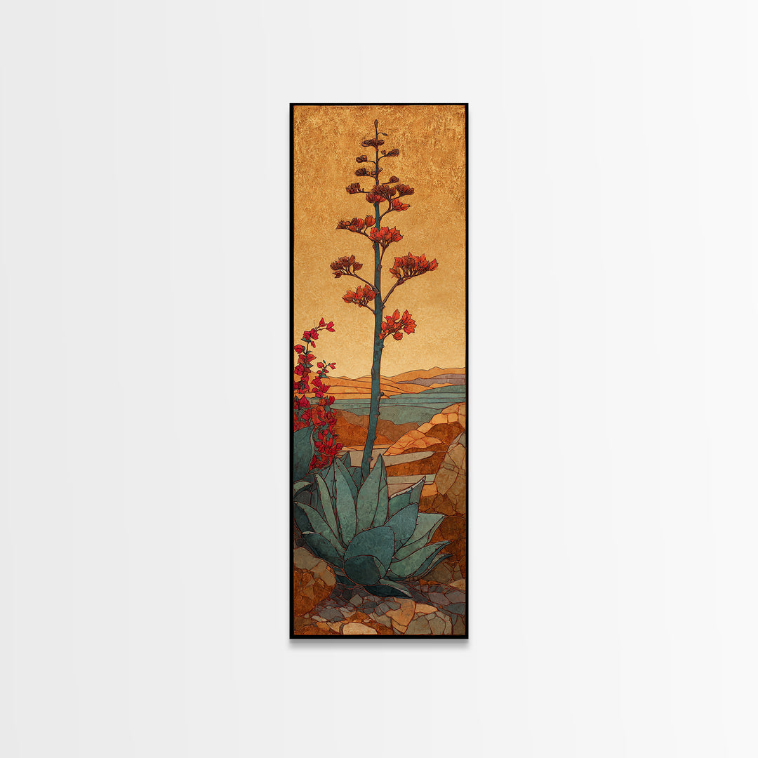 Desert Patio Agave and Bougainvillea Canvas Print, Patio Art, Art Print, Patio Decor, Fine Art, Outdoor, Garden Decor, PAT-1x3-77
