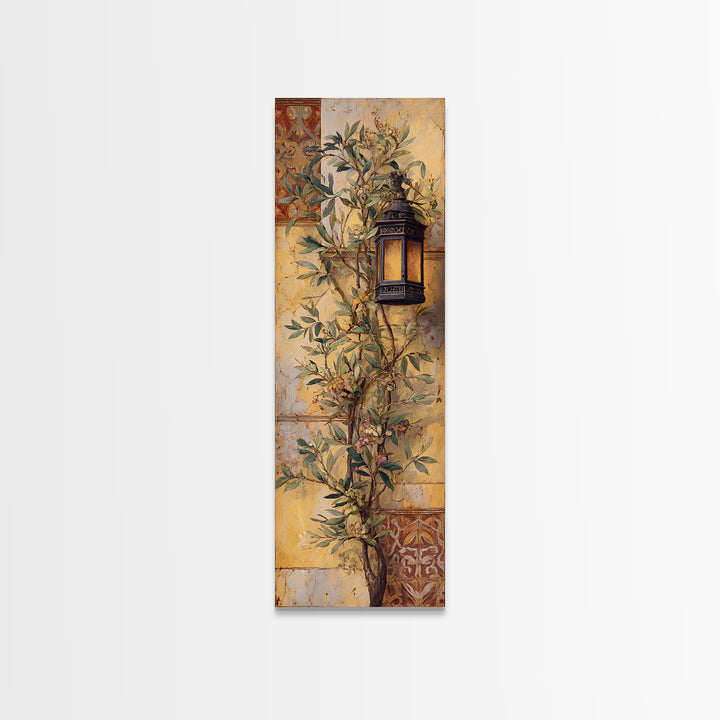Olive Branch Wreath on Warm Plaster Canvas Print, Patio Art, Minimalist Decor, Patio Decor, Fine Art, Outdoor, Yard Art, PAT-1x3-93