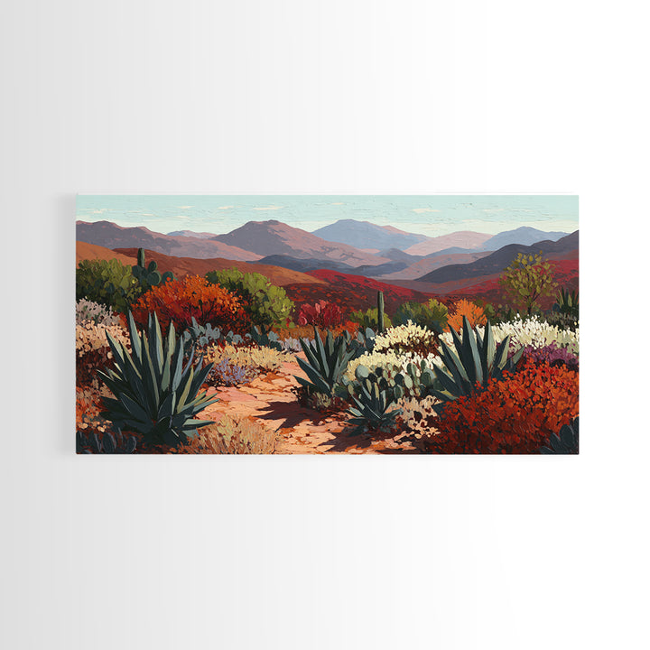 Desert Patio Agave and Bougainvillea Framed Canvas Print, Patio Art, Minimalist Decor, Patio Decor, Fine Art, Outdoor, PAT-2x1-13