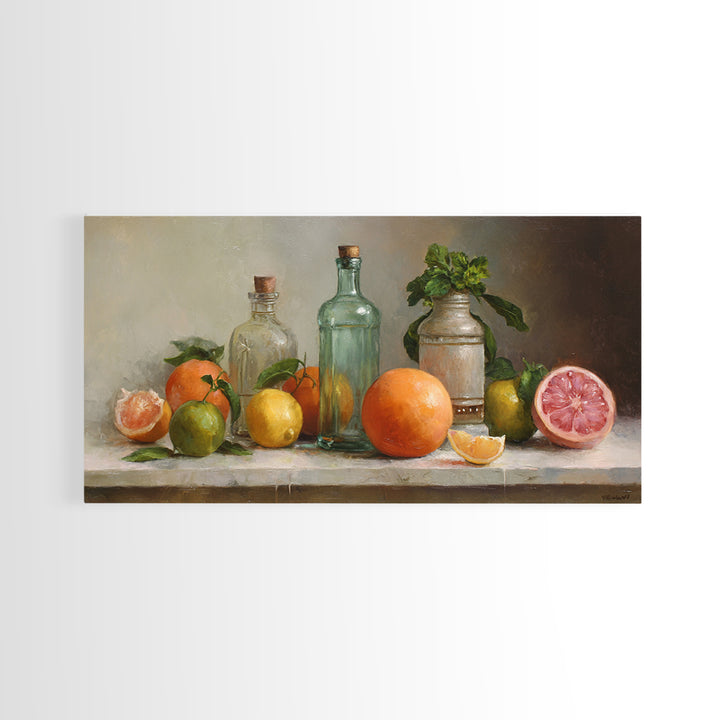 Outdoor Citrus Still Life Framed Canvas Print, Patio Art, Home Decor, Patio Decor, Fine Art, Outdoor, Floral Wall Art, PAT-2x1-25