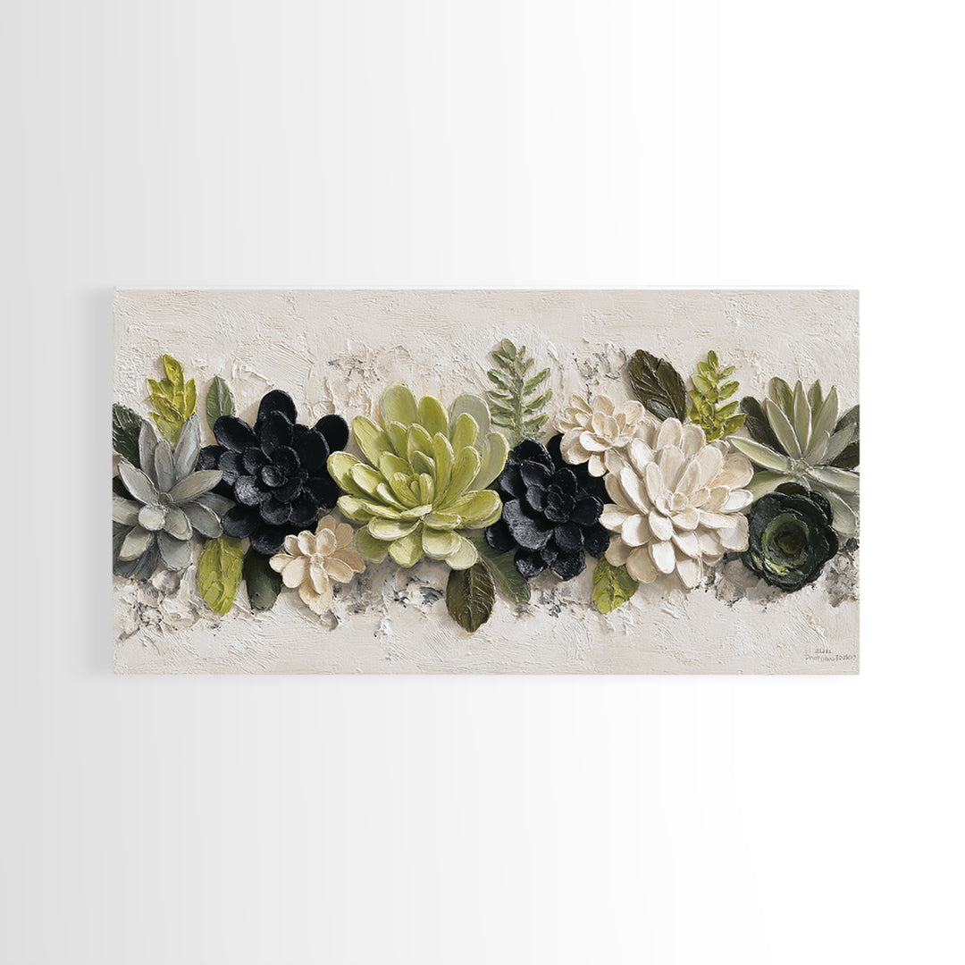 Succulent Collection in Ceramic Planters Canvas Print, Patio Art, Contemporary Art, Patio Decor, Fine Art, Outdoor, Metal Art, PAT-2x1-41