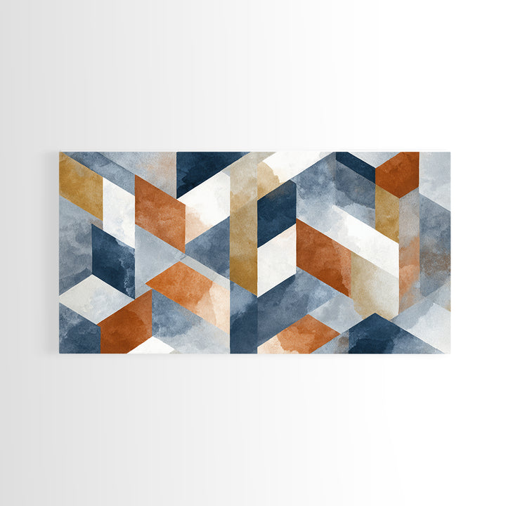 Warm Geometric Tile Pattern Canvas Print, Patio Art, Textured Painting, Patio Decor, Fine Art, Outdoor, Outdoor Wall Art, PAT-2x1-44