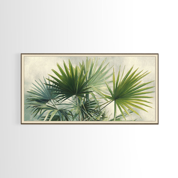 Tropical Palm Fronds Framed Canvas Print, Patio Art, Wall Hanging, Patio Decor, Fine Art, Outdoor, Beach Art, Beach House Decor, PAT-2x1-45