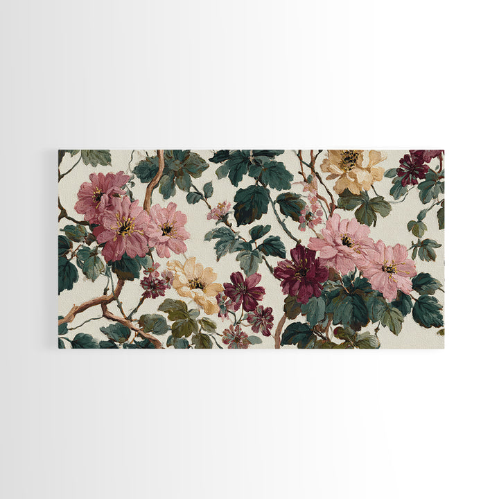 Sunset over Garden Flowers and Vines Framed Canvas Print, Patio Art, Outdoor Wall Decor, Patio Decor, Fine Art, Outdoor, PAT-2x1-51