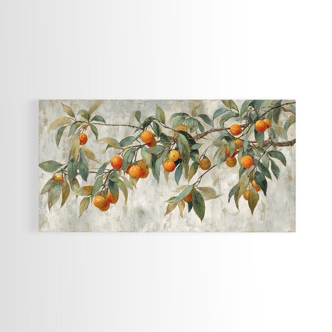 Orange Tree Branch Canvas Print, Patio Art, Textured Painting, Patio Decor, Fine Art, Outdoor, Outdoor Wall Art, Western Decor, PAT-2x1-66
