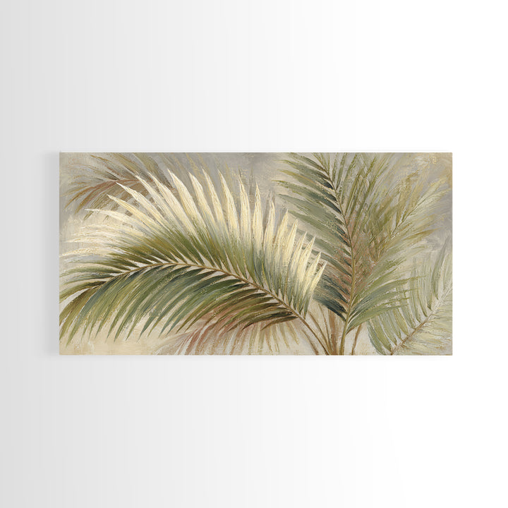 Tropical Palm Fronds Canvas Print, Patio Art, Metal Art, Patio Decor, Outdoor, Patio Cushions, Yard Decor, Mixed Media Art, PAT-2x1-69
