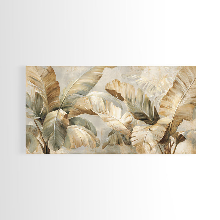 Banana Leaves with Rain Drop Details Framed Canvas Print, Patio Art, Coastal Wall Decor, Patio Decor, Fine Art, Outdoor, PAT-2x1-84