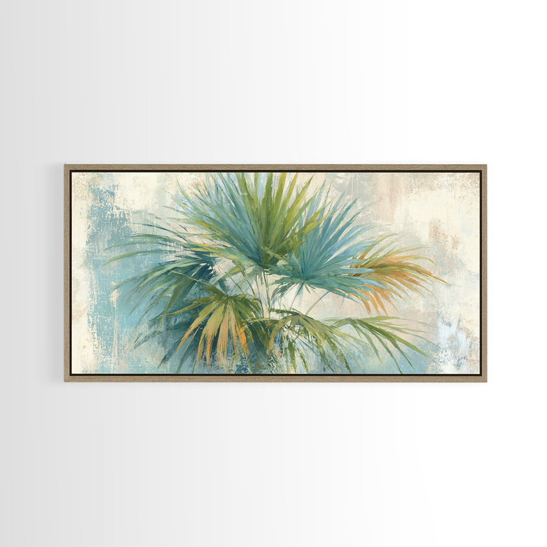 Tropical Palm Fronds Canvas Print, Patio Art, Metal Art, Patio Decor, Outdoor, Patio Cushions, Yard Decor, Mixed Media Art, PAT-2x1-93