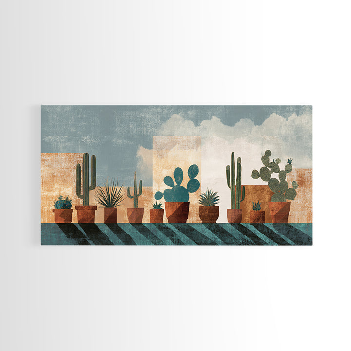 Cactus and Agave Framed Canvas Print, Patio Art, Beach House Decor, Patio Decor, Oil Painting, Outdoor, Modern Decor, PAT-2x1-96