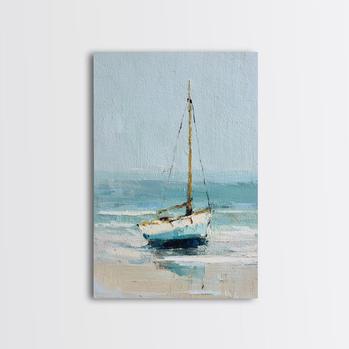 Sailboat on a Breezy Summer Horizon Framed Canvas Print, Patio Art, Wall Art, Patio Decor, Outdoor, Outdoor Wall Decor, PAT-2x3-47
