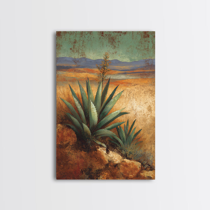 Desert Patio Agave and Bougainvillea Canvas Print, Patio Art, Wall Hanging, Patio Decor, Fine Art, Outdoor, Beach Art, PAT-2x3-49