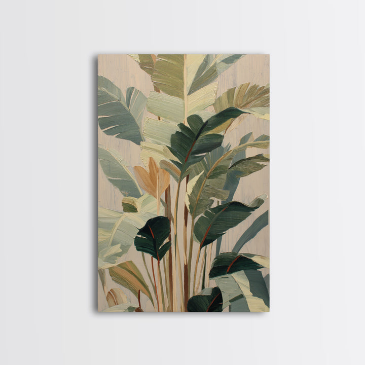 Tropical Palm Fronds Canvas Print, Patio Art, Floral Wall Art, Patio Decor, Oil Painting, Outdoor, Mixed Media Art, PAT-2x3-57