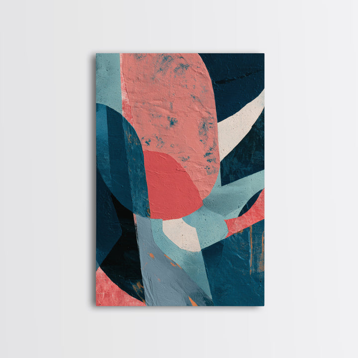 Bright Coral and Turquoise Abstract for Outdoors Framed Canvas Print, Patio Art, Gallery Decor, Patio Decor, Fine Art, Outdoor, PAT-2x3-92