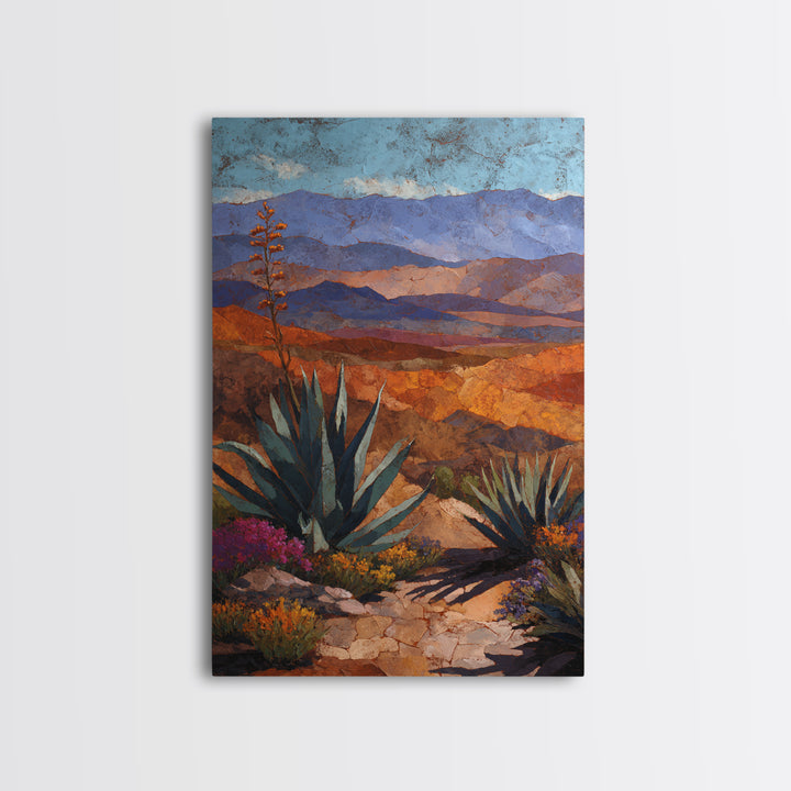 Desert Patio Agave and Bougainvillea Framed Canvas Print, Patio Art, Metal Art, Patio Decor, Fine Art, Outdoor, Patio Cushions, PAT-2x3-97