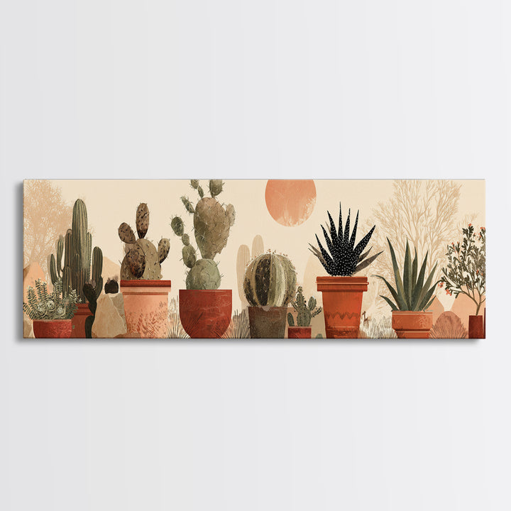 Cactus and Agave Canvas Print, Patio Art, Mixed Media Art, Patio Decor, Fine Art, Outdoor, Art Print, Room Decor, PAT-3x1-20