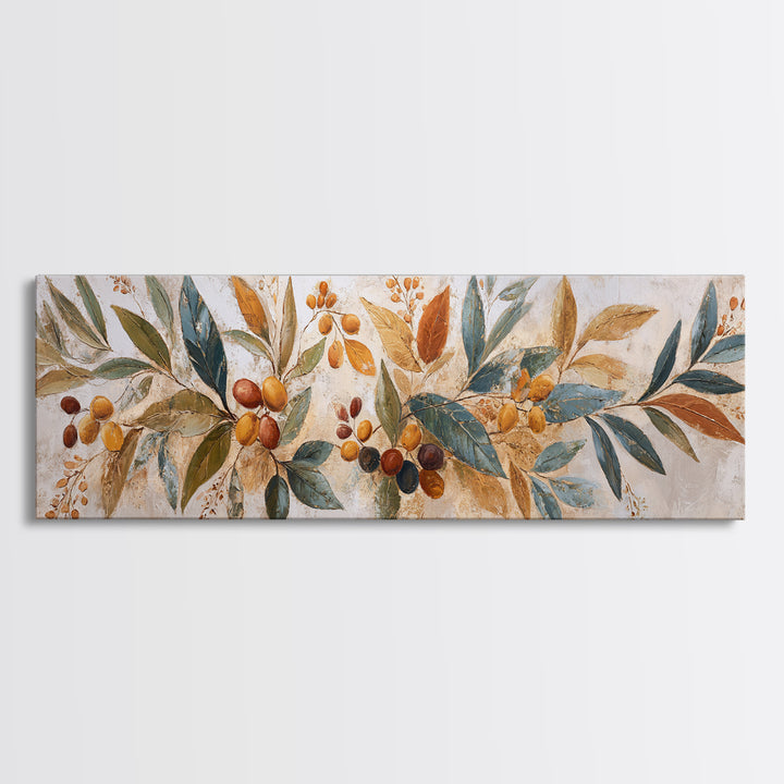Olive Branch Wreath on Warm Plaster Canvas Print, Patio Art, Beach Art, Patio Decor, Fine Art, Outdoor, Neutral Decor, PAT-3x1-25