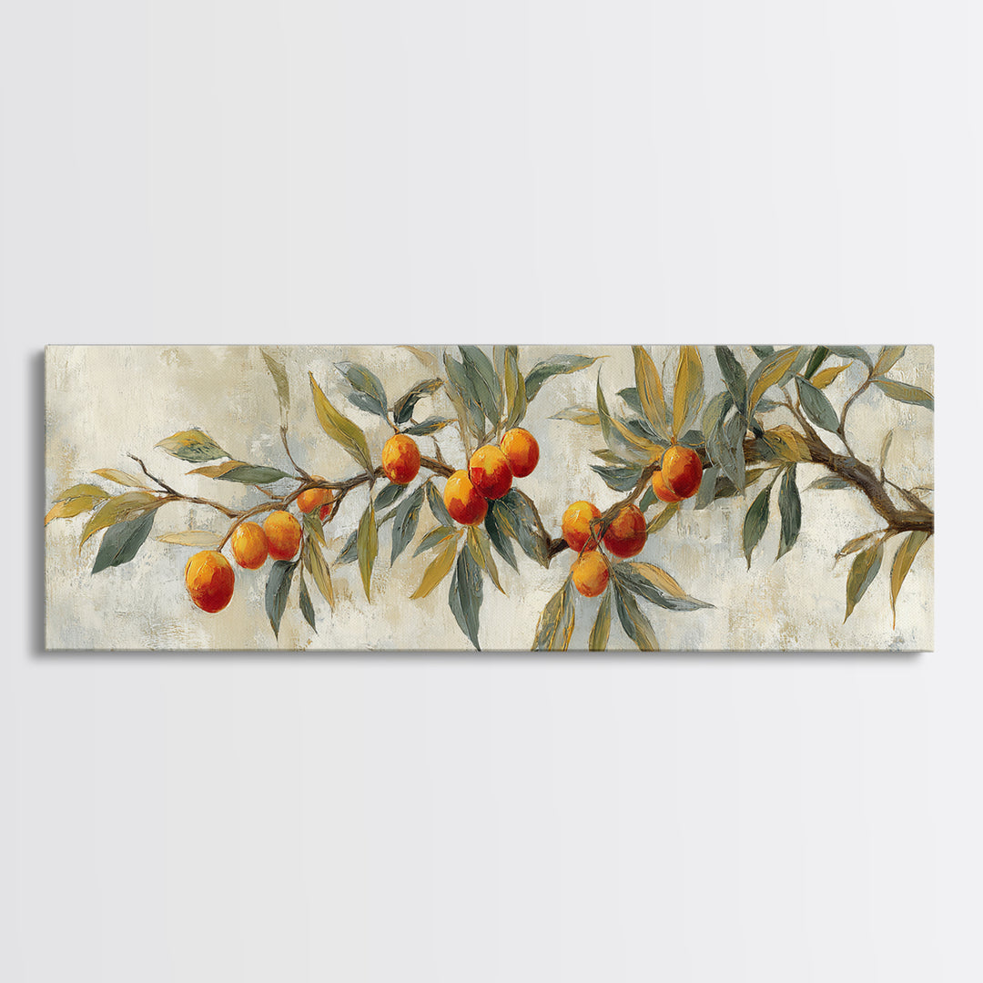 Orange Tree Branch Canvas Print, Patio Art, Garden Art, Patio Decor, Oil Painting, Outdoor, Beach House Decor, Porch Decor, PAT-3x1-38