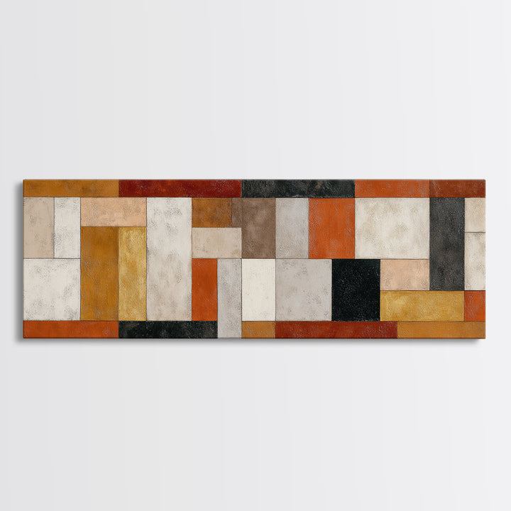 Warm Geometric Tile Pattern Canvas Print, Patio Art, Gallery Decor, Patio Decor, Fine Art, Outdoor, Contemporary Art, PAT-3x1-40