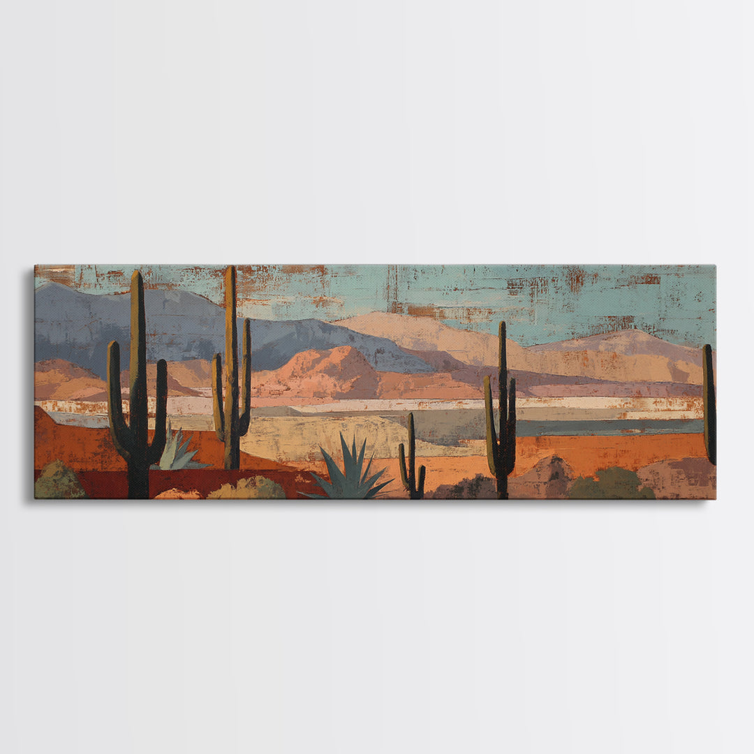 Cactus and Agave Framed Canvas Print, Patio Art, Neutral Decor, Patio Decor, Fine Art, Outdoor, Wall Art, Home Decor, PAT-3x1-44