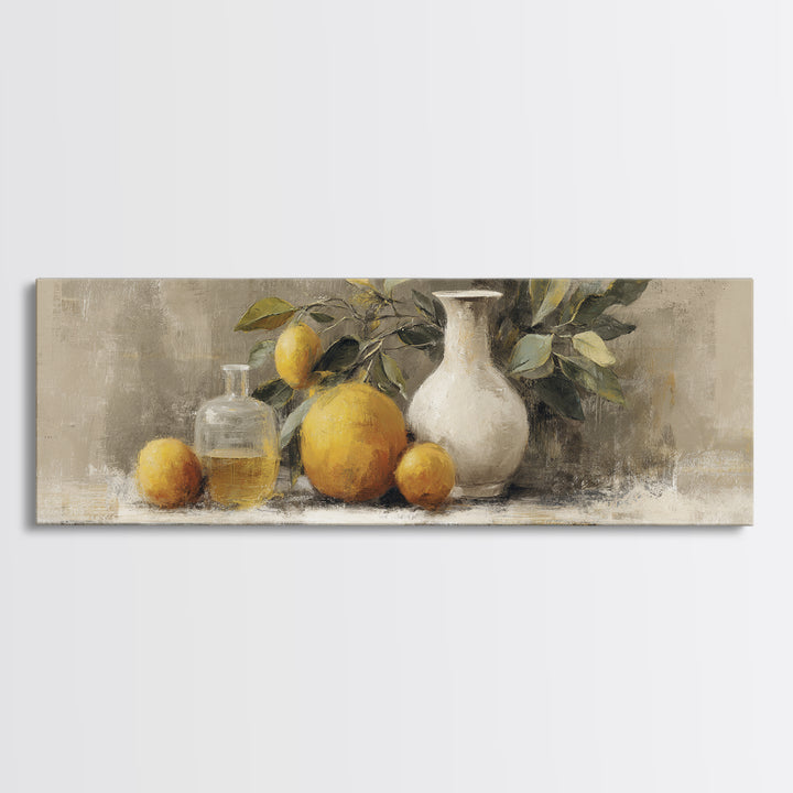 Outdoor Citrus Still Life Canvas Print, Patio Art, Patio Decor, Fine Art, Outdoor, Gallery Decor, Neutral Decor, Modern Decor, PAT-3x1-45