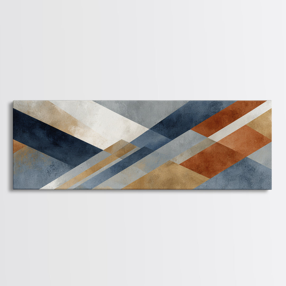 Warm Geometric Tile Pattern Canvas Print, Patio Art, Minimalist Decor, Patio Decor, Abstract Art, Outdoor, Yard Art, Metal Art, PAT-3x1-88