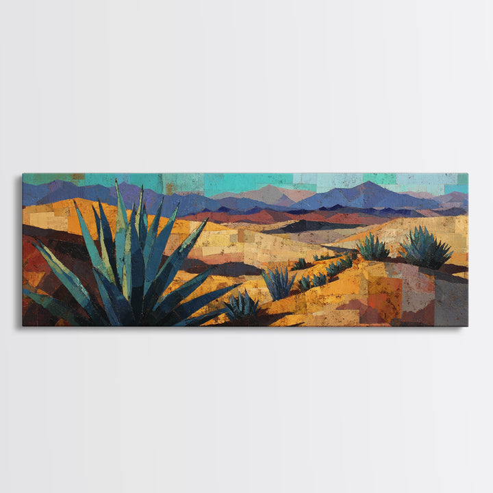 Desert Patio Agave and Bougainvillea Framed Canvas Print, Patio Art, Western Decor, Patio Decor, Fine Art, Outdoor, Floral Art, PAT-3x1-9
