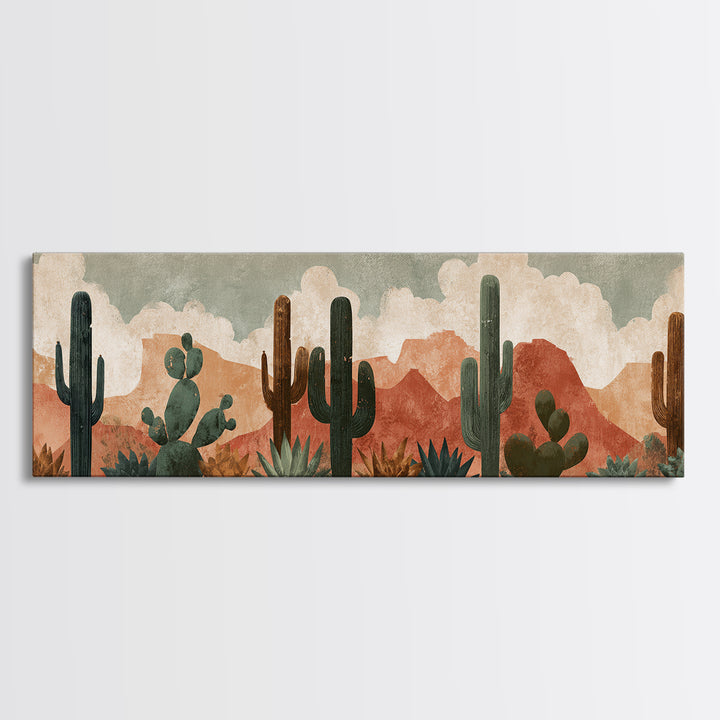 Cactus and Agave Canvas Print, Patio Art, Metal Wall Art, Patio Decor, Oil Painting, Outdoor, Coastal Wall Decor, Beach Art, PAT-3x1-92