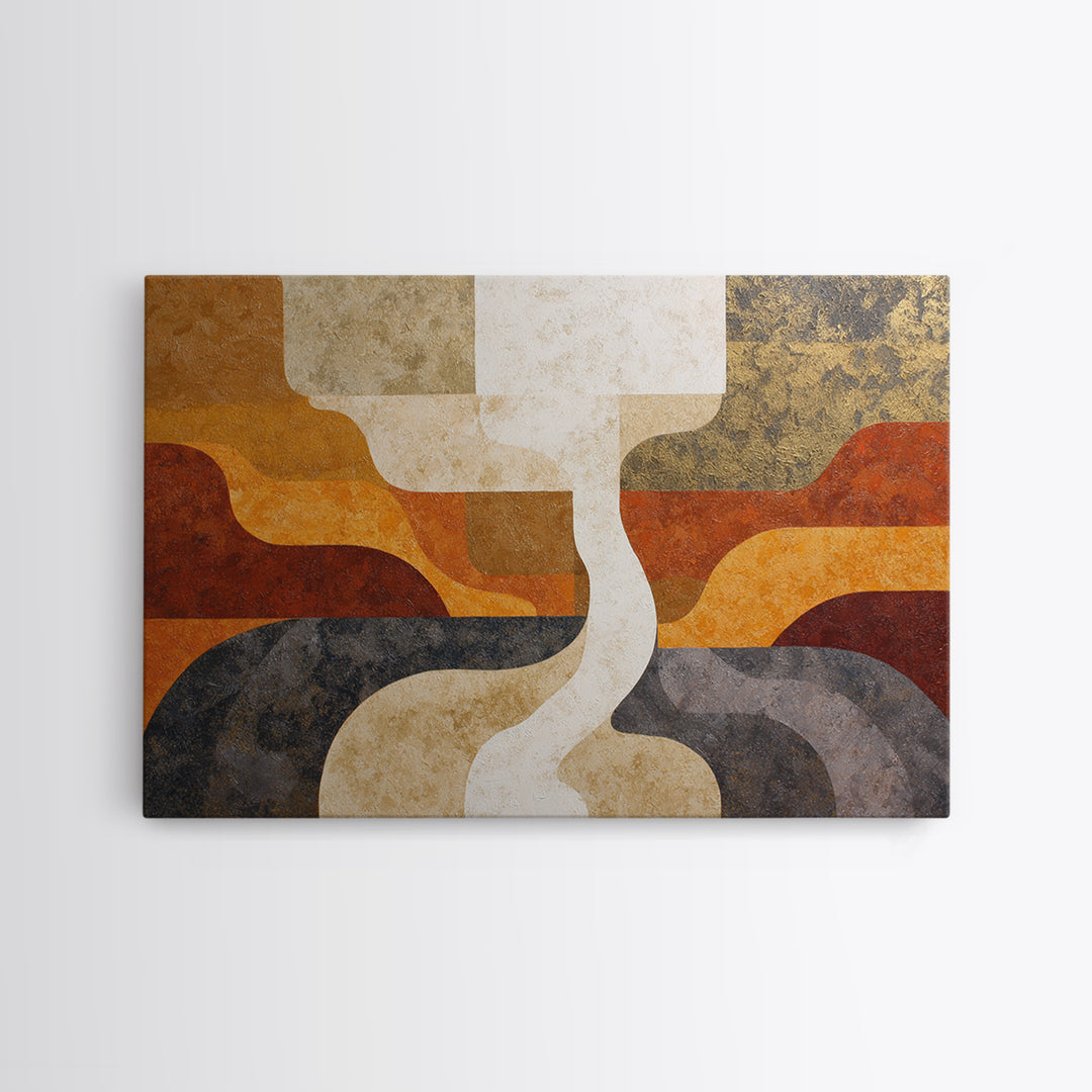 Warm Geometric Tile Pattern Framed Canvas Print, Patio Art, Fine Art Print, Patio Decor, Abstract Art, Outdoor, Wall Decor, PAT-3x2-100