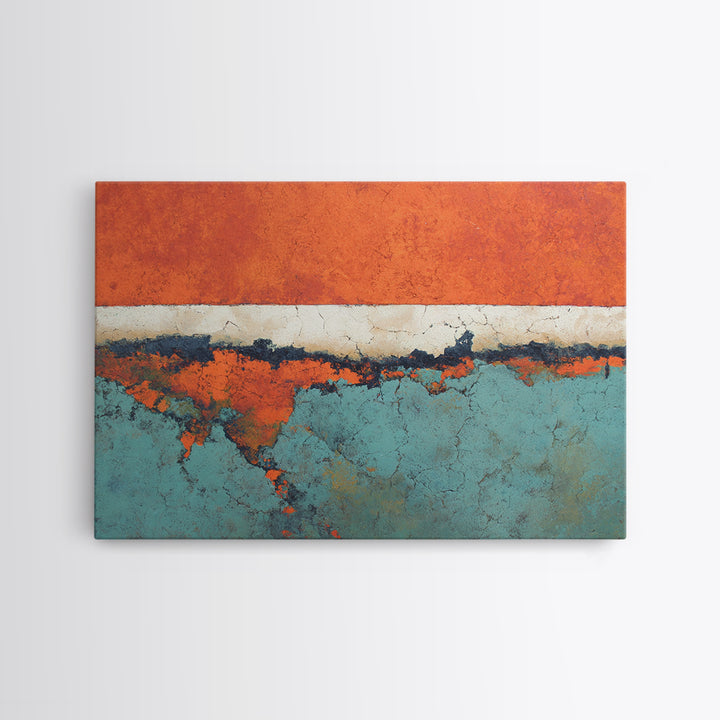 Bright Coral and Turquoise Abstract for Outdoors Canvas Print, Patio Art, Floral Wall Art, Patio Decor, Abstract Art, Outdoor, PAT-3x2-16