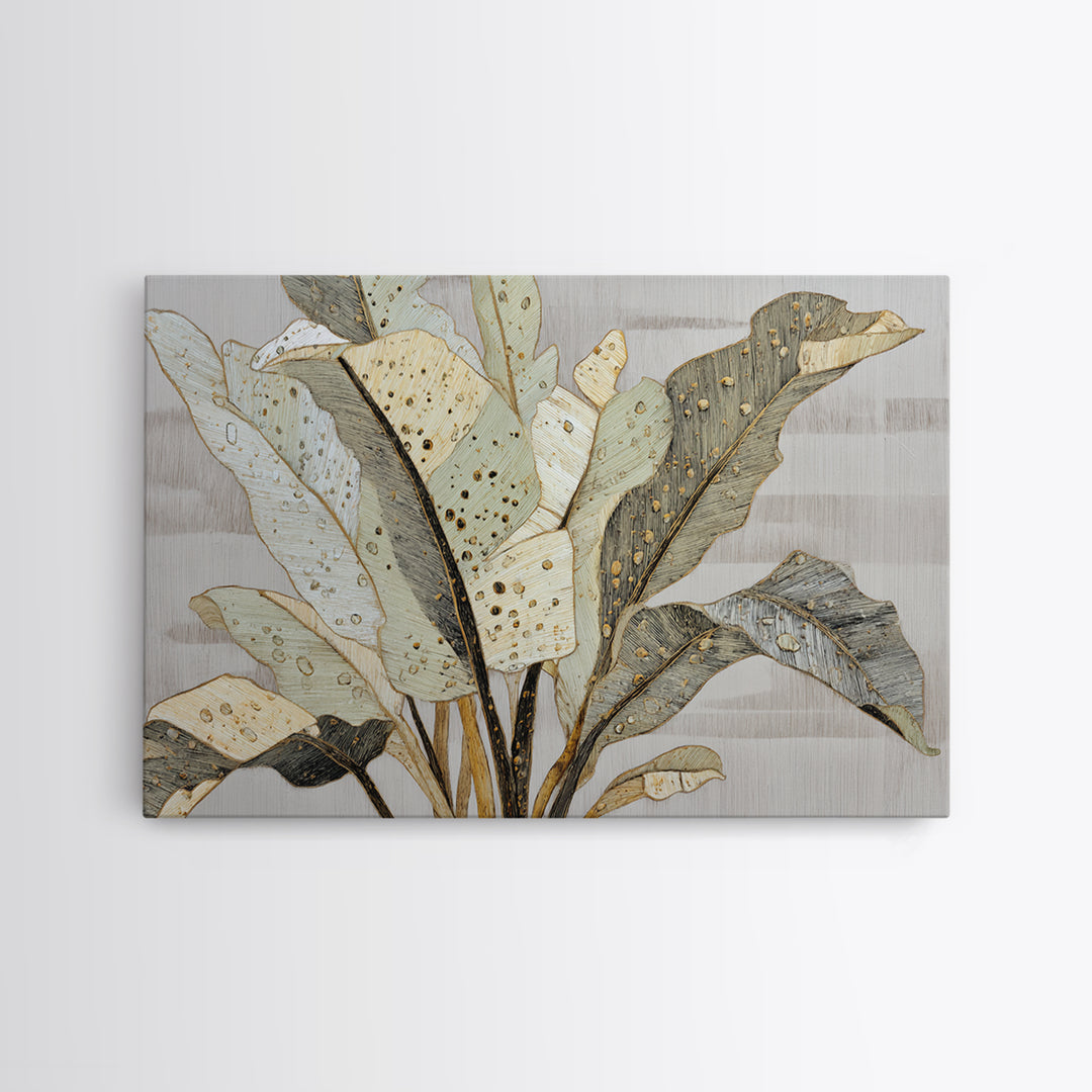 Banana Leaves with Rain Drop Details Framed Canvas Print, Patio Art, Coastal Decor, Patio Decor, Outdoor, Family Wall Art, PAT-3x2-20