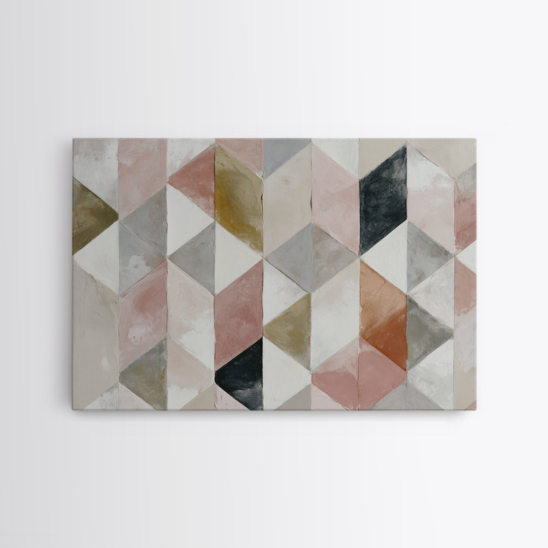 Warm Geometric Tile Pattern Canvas Print, Patio Art, Bar Art, Patio Decor, Fine Art, Outdoor, Outdoor Art, Gallery Decor, PAT-3x2-52