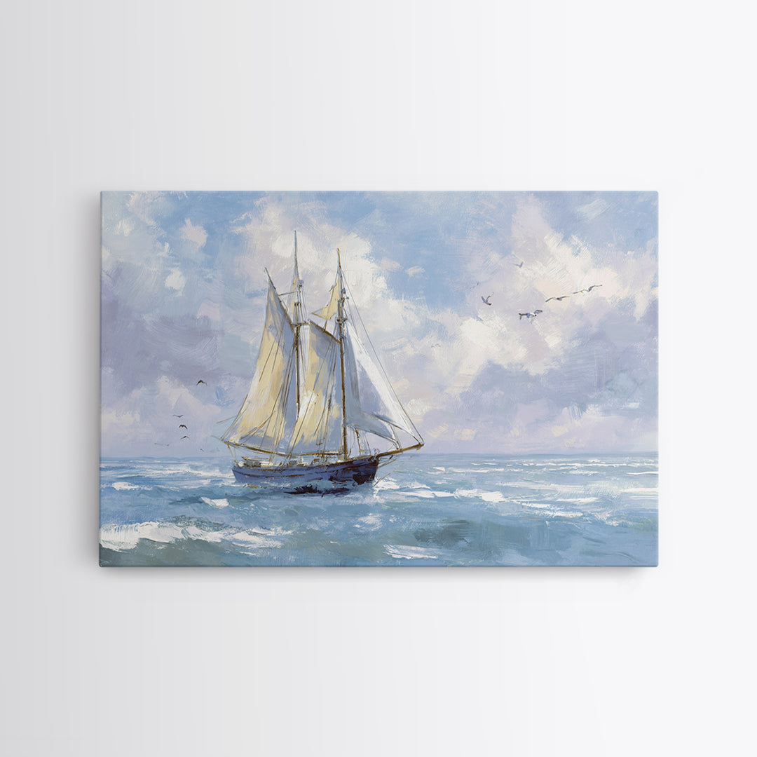 Sailboat on a Breezy Summer Horizon Canvas Print, Patio Art, Textured Painting, Patio Decor, Outdoor, Outdoor Wall Art, PAT-3x2-67